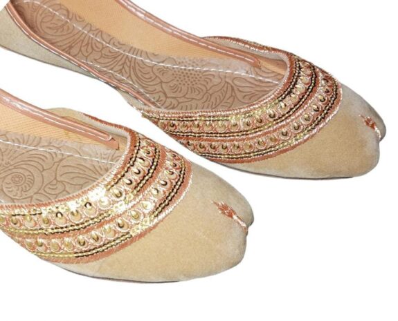 Women's Embroidered PU Khussa Beige All Season